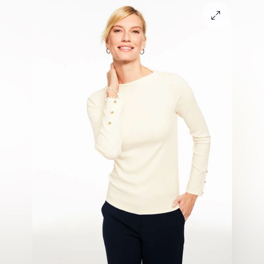 TALBOTS RIBBED FUNNEL NECK PULLOVER SIZE M PETITE
